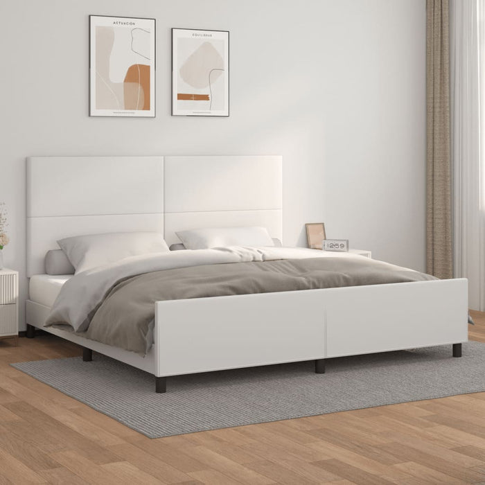 Cadru de pat cu tăblie, alb, 200x200 cm, piele ecologică - WALTI WALTI
