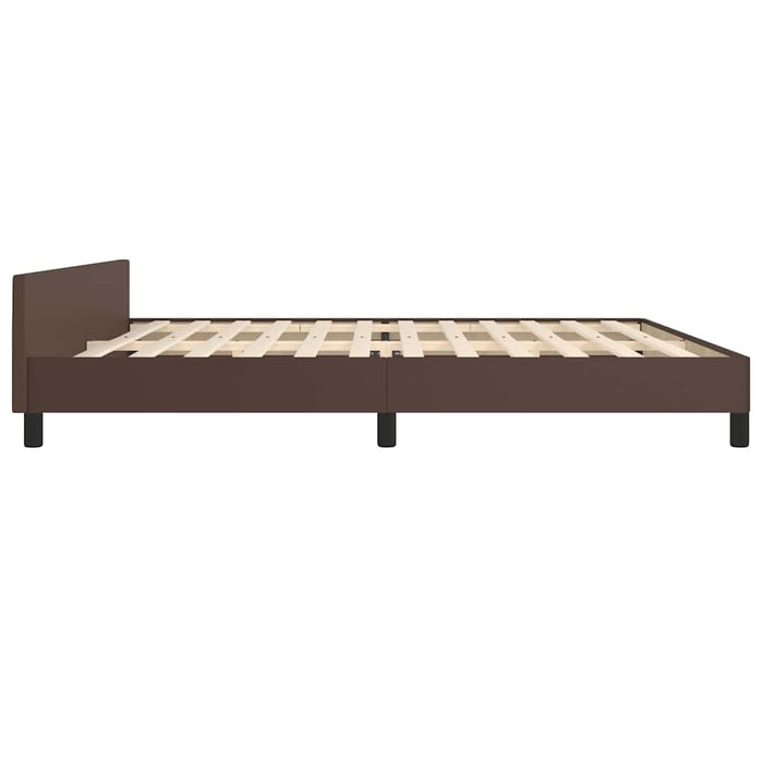 Cadru de pat cu tăblie, maro, 200x200 cm, piele ecologică WALTI
