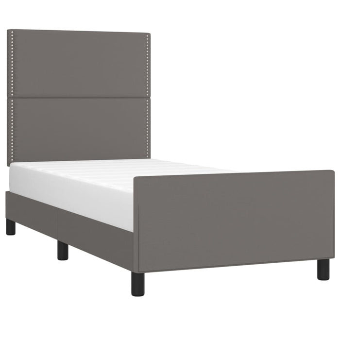 Cadru de pat cu tăblie, gri, 90x190 cm, piele ecologică - WALTI WALTI