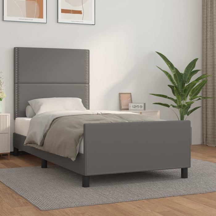 Cadru de pat cu tăblie, gri, 90x190 cm, piele ecologică - WALTI WALTI