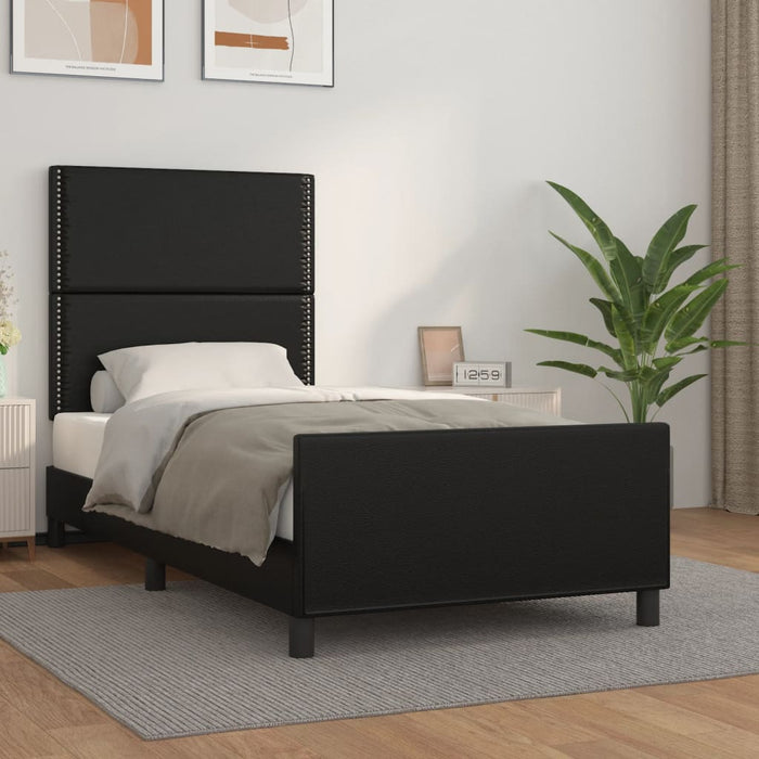 Cadru de pat cu tăblie, negru, 90x200 cm, piele ecologică - WALTI WALTI