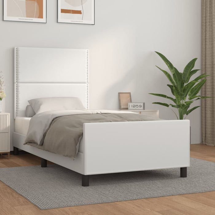 Cadru de pat cu tăblie, alb, 100x200 cm, piele ecologică - WALTI WALTI
