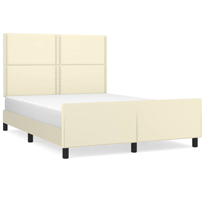 Cadru de pat cu tăblie, crem, 140x190 cm, piele ecologică WALTI