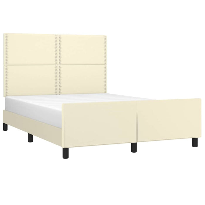 Cadru de pat cu tăblie, crem, 140x190 cm, piele ecologică WALTI