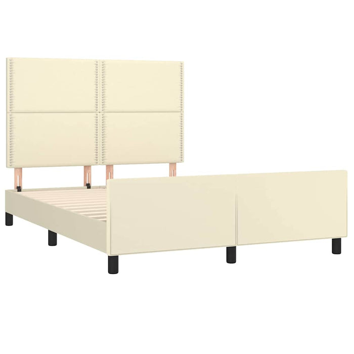 Cadru de pat cu tăblie, crem, 140x190 cm, piele ecologică WALTI