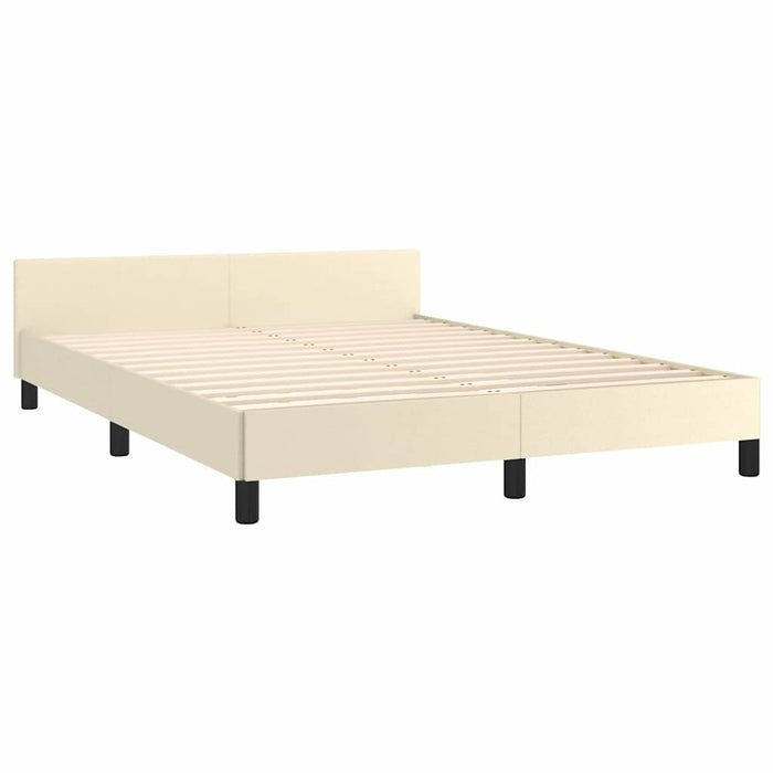 Cadru de pat cu tăblie, crem, 140x190 cm, piele ecologică WALTI