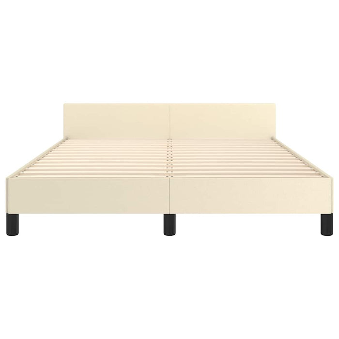 Cadru de pat cu tăblie, crem, 140x190 cm, piele ecologică WALTI