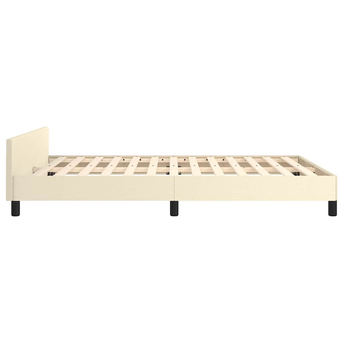 Cadru de pat cu tăblie, crem, 140x190 cm, piele ecologică WALTI