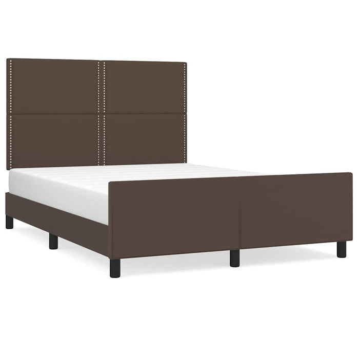 Cadru de pat cu tăblie, maro, 140x190 cm, piele ecologică WALTI