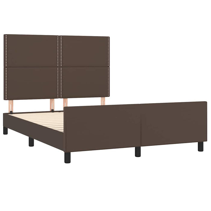 Cadru de pat cu tăblie, maro, 140x190 cm, piele ecologică WALTI