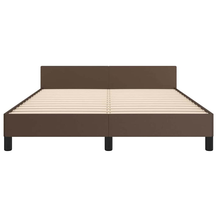 Cadru de pat cu tăblie, maro, 140x190 cm, piele ecologică WALTI
