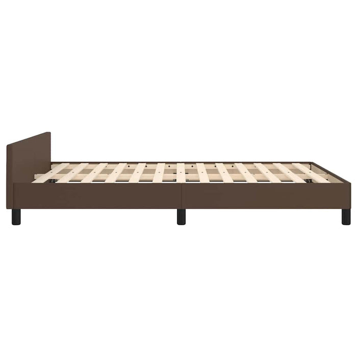 Cadru de pat cu tăblie, maro, 140x190 cm, piele ecologică WALTI