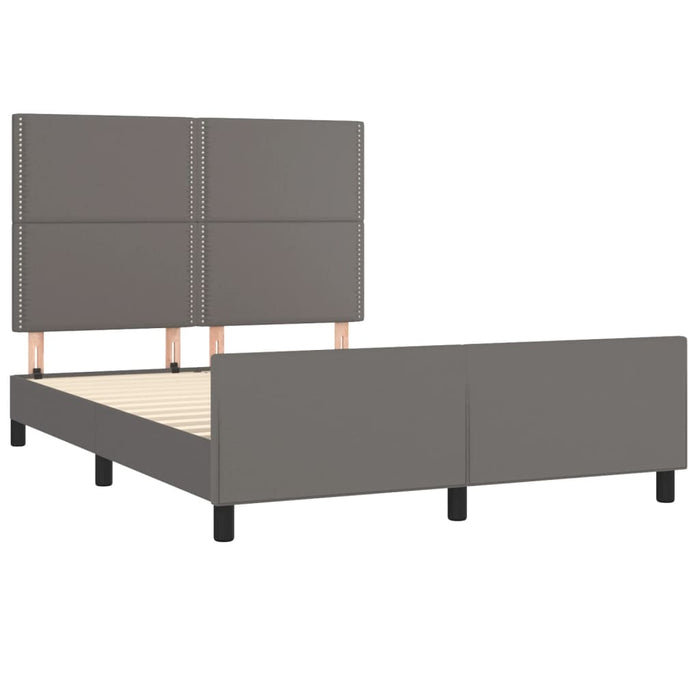 Cadru de pat cu tăblie, gri, 140x190 cm, piele ecologică - WALTI WALTI