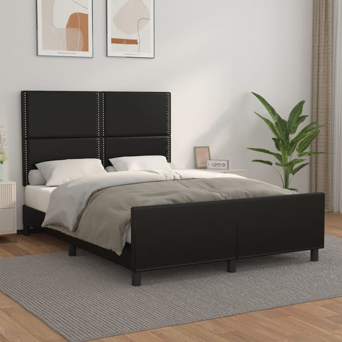 Cadru de pat cu tăblie, negru, 140x200 cm, piele ecologică - WALTI WALTI