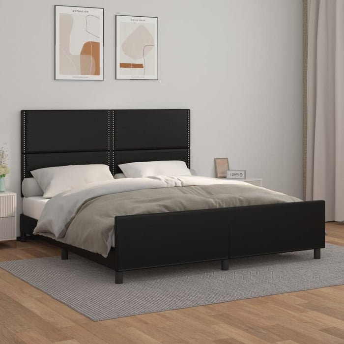 Cadru de pat cu tăblie, negru, 180x200 cm, piele ecologică - WALTI WALTI