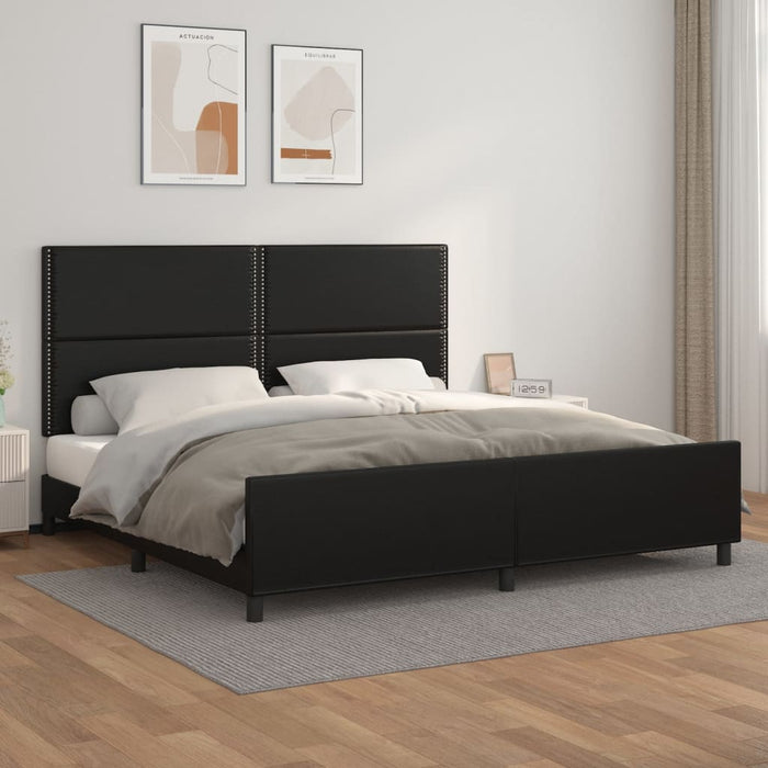 Cadru de pat cu tăblie, negru, 200x200 cm, piele ecologică - WALTI WALTI
