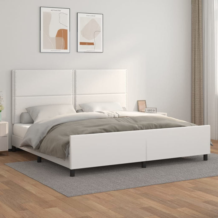 Cadru de pat cu tăblie, alb, 200x200 cm, piele ecologică - WALTI WALTI