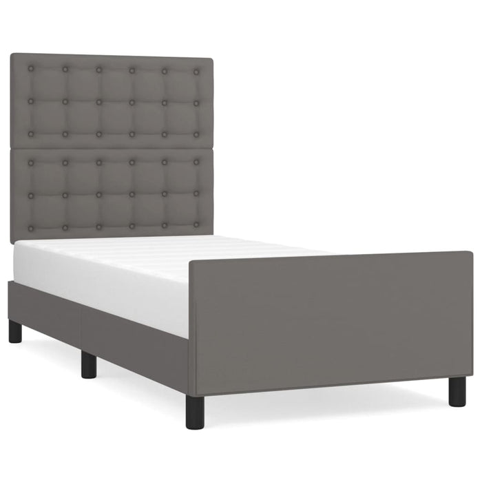 Cadru de pat cu tăblie, gri, 80x200 cm, piele ecologică - WALTI WALTI