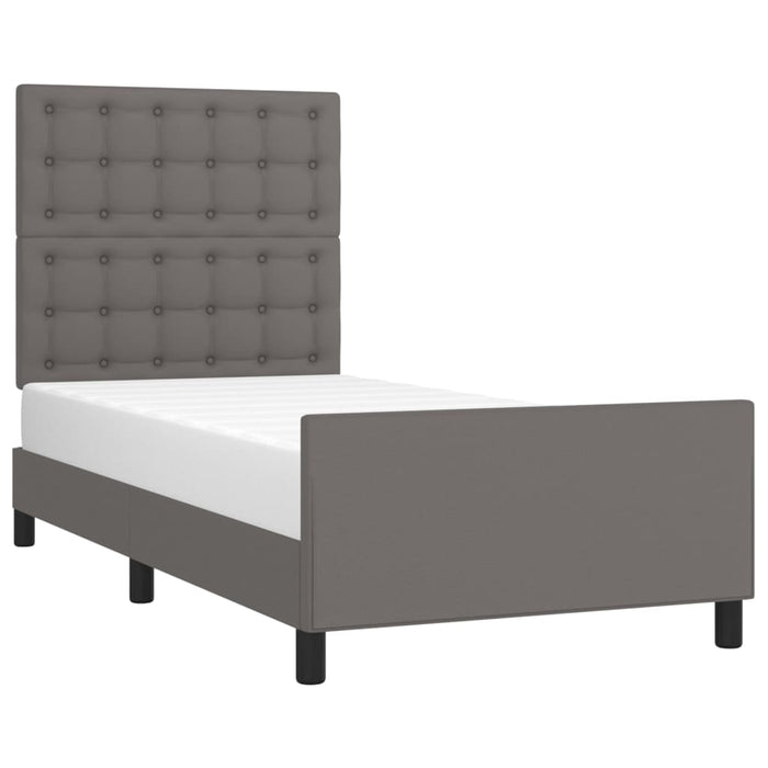 Cadru de pat cu tăblie, gri, 80x200 cm, piele ecologică - WALTI WALTI