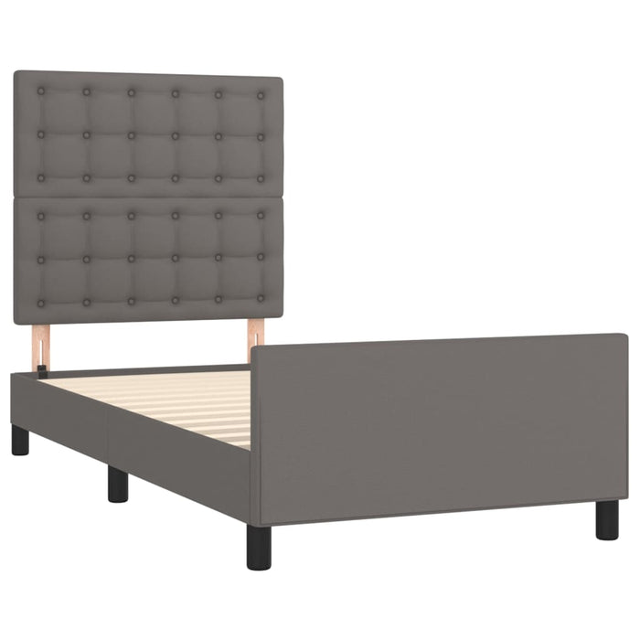 Cadru de pat cu tăblie, gri, 80x200 cm, piele ecologică - WALTI WALTI