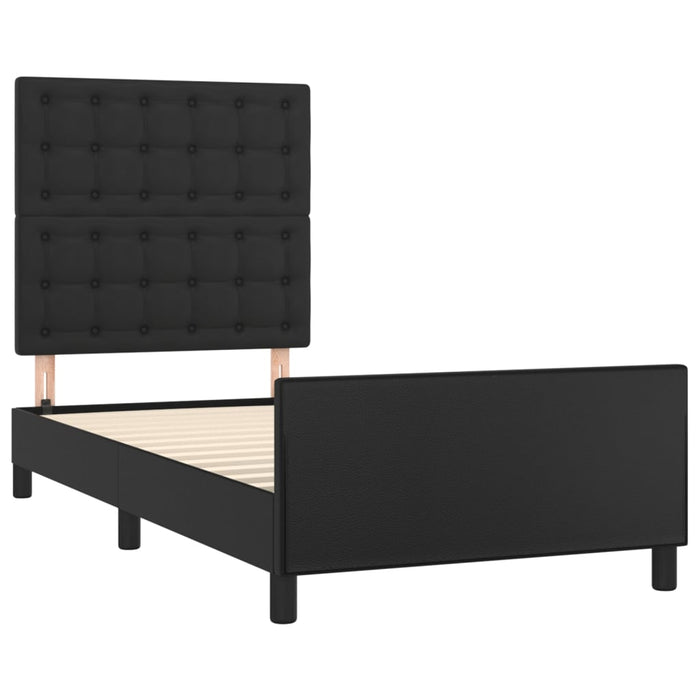 Cadru de pat cu tăblie, negru, 90x190 cm, piele ecologică - WALTI WALTI