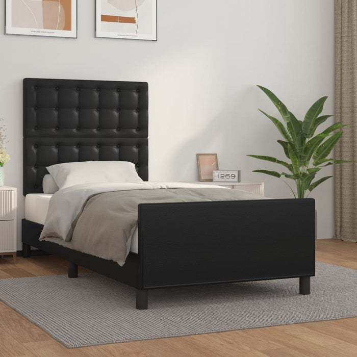 Cadru de pat cu tăblie, negru, 90x190 cm, piele ecologică - WALTI WALTI