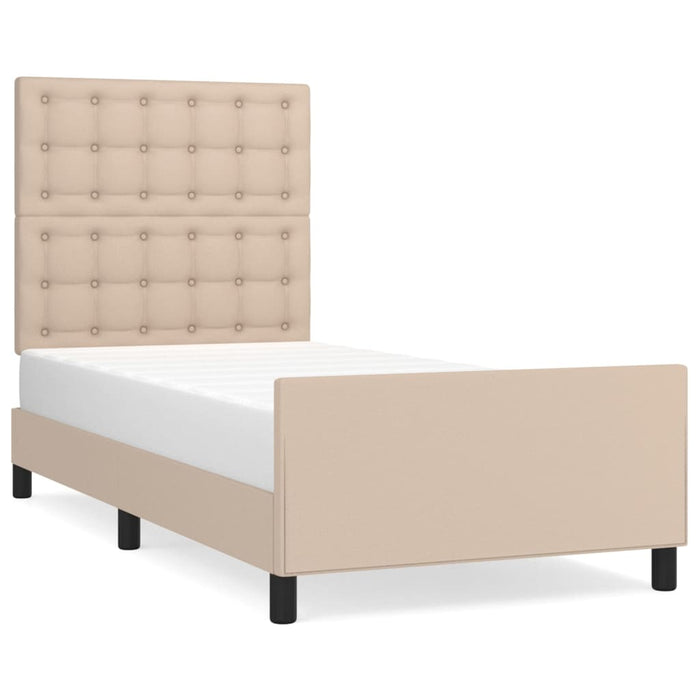 Cadru de pat cu tăblie, cappuccino, 90x190 cm, piele ecologică WALTI