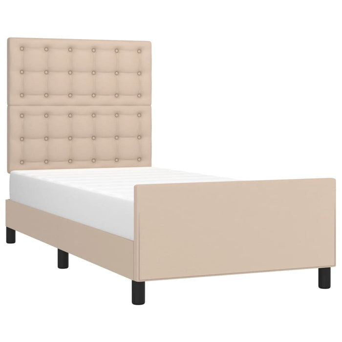 Cadru de pat cu tăblie, cappuccino, 90x190 cm, piele ecologică WALTI