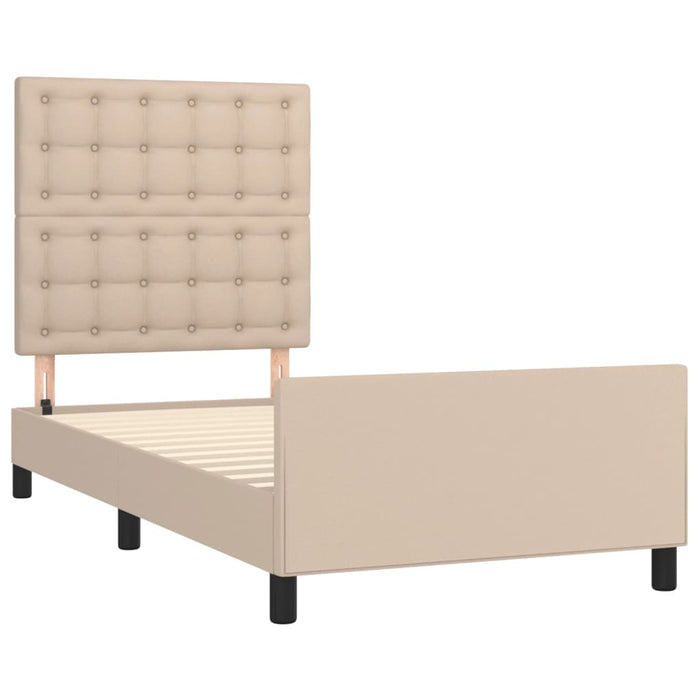 Cadru de pat cu tăblie, cappuccino, 90x190 cm, piele ecologică WALTI