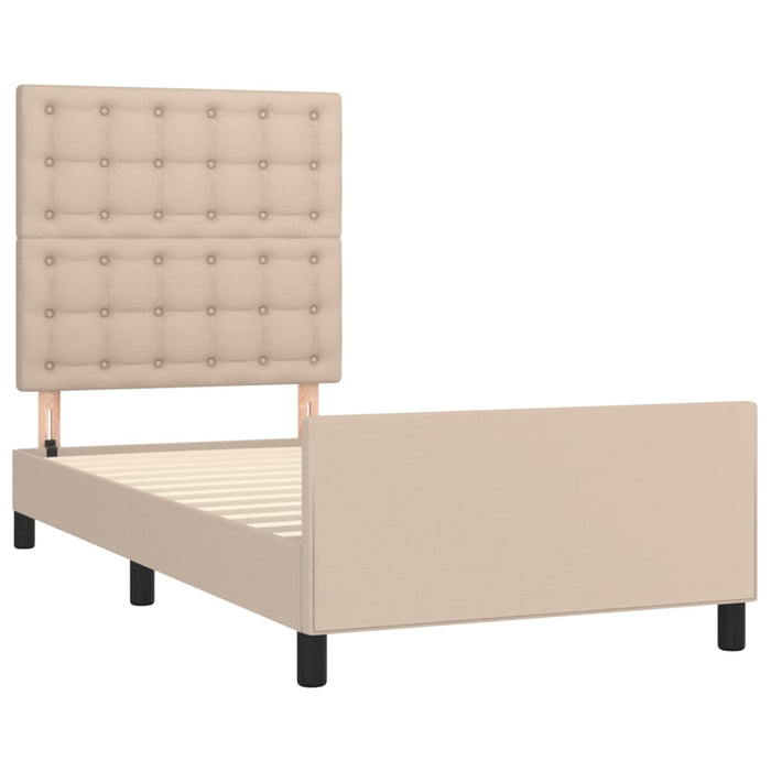 Cadru de pat cu tăblie, cappuccino, 90x200 cm, piele ecologică - WALTI WALTI