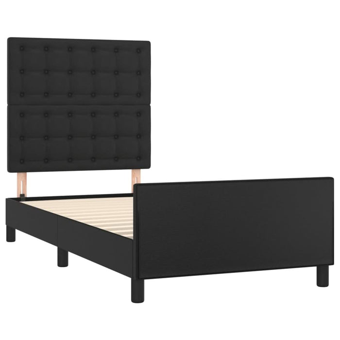 Cadru de pat cu tăblie, negru, 100x200 cm, piele ecologică - WALTI WALTI
