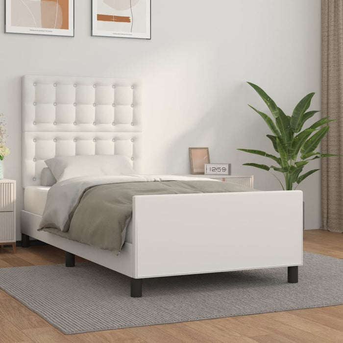 Cadru de pat cu tăblie, alb, 100x200 cm, piele ecologică - WALTI WALTI