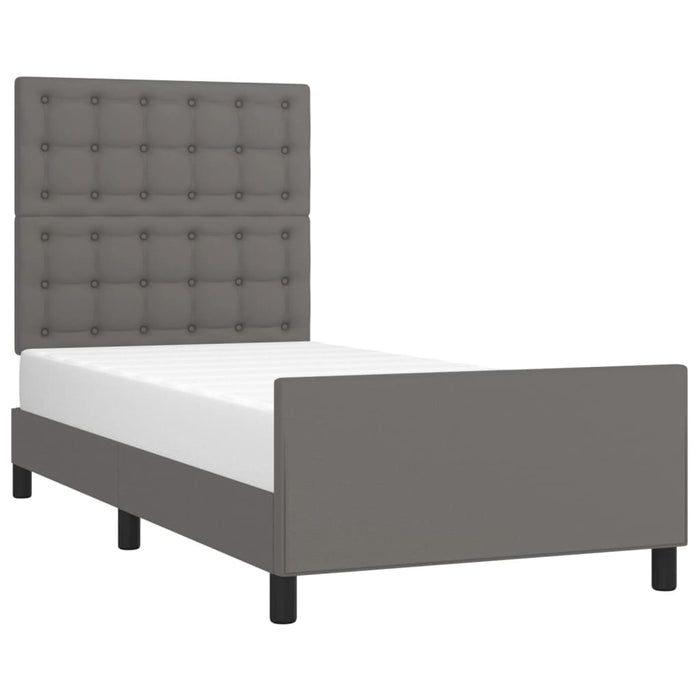 Cadru de pat cu tăblie, gri, 100x200 cm, piele ecologică - WALTI WALTI