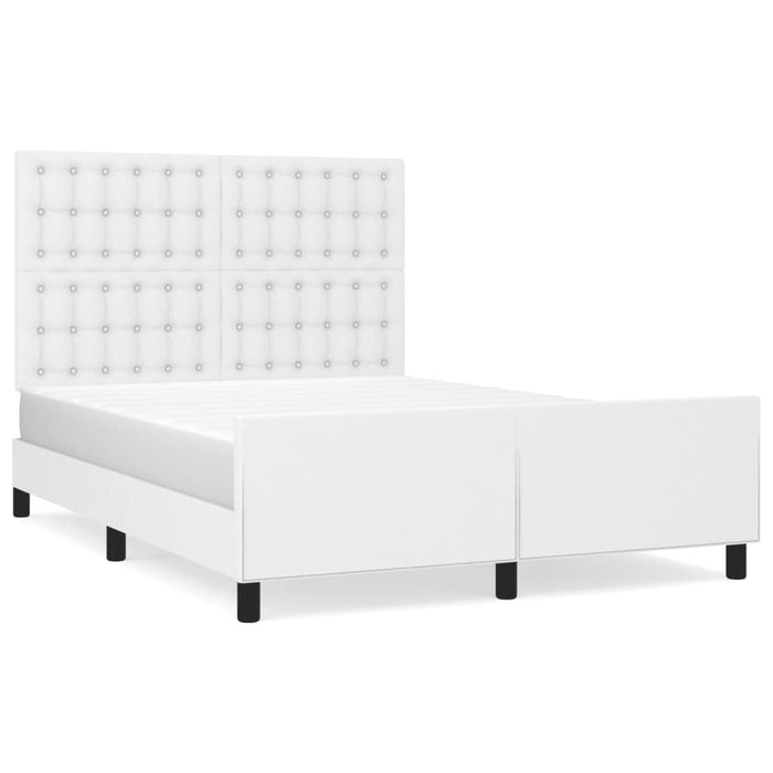 Cadru de pat cu tăblie, alb, 140x190 cm, piele ecologică - WALTI WALTI