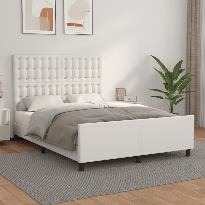 Cadru de pat cu tăblie, alb, 140x190 cm, piele ecologică - WALTI WALTI