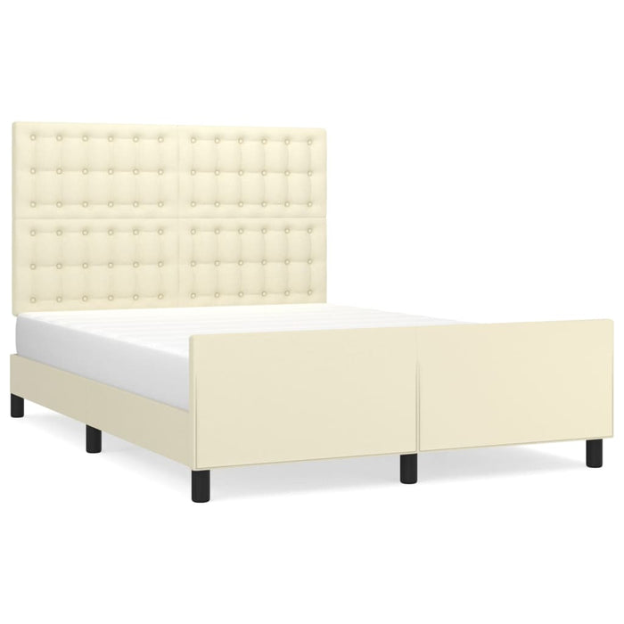 Cadru de pat cu tăblie, crem, 140x190 cm, piele ecologică - WALTI WALTI