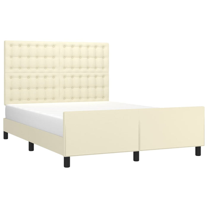 Cadru de pat cu tăblie, crem, 140x190 cm, piele ecologică - WALTI WALTI