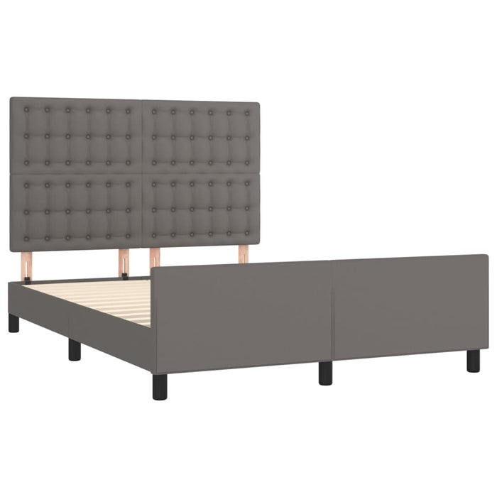 Cadru de pat cu tăblie, gri, 140x190 cm, piele ecologică - WALTI WALTI