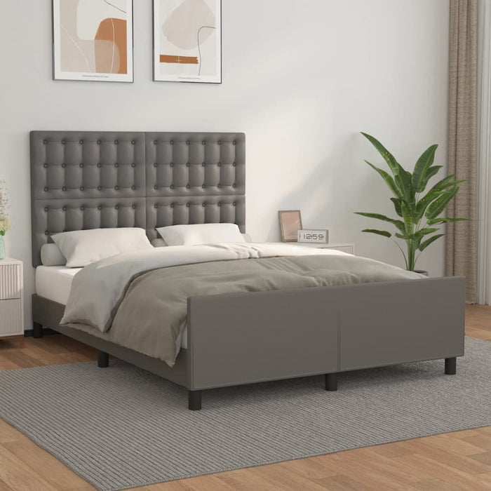 Cadru de pat cu tăblie, gri, 140x190 cm, piele ecologică - WALTI WALTI