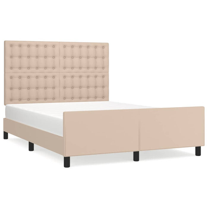 Cadru de pat cu tăblie, cappuccino, 140x190 cm, piele ecologică WALTI