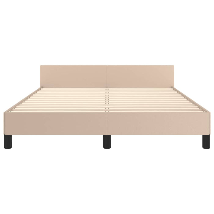 Cadru de pat cu tăblie, cappuccino, 140x190 cm, piele ecologică WALTI