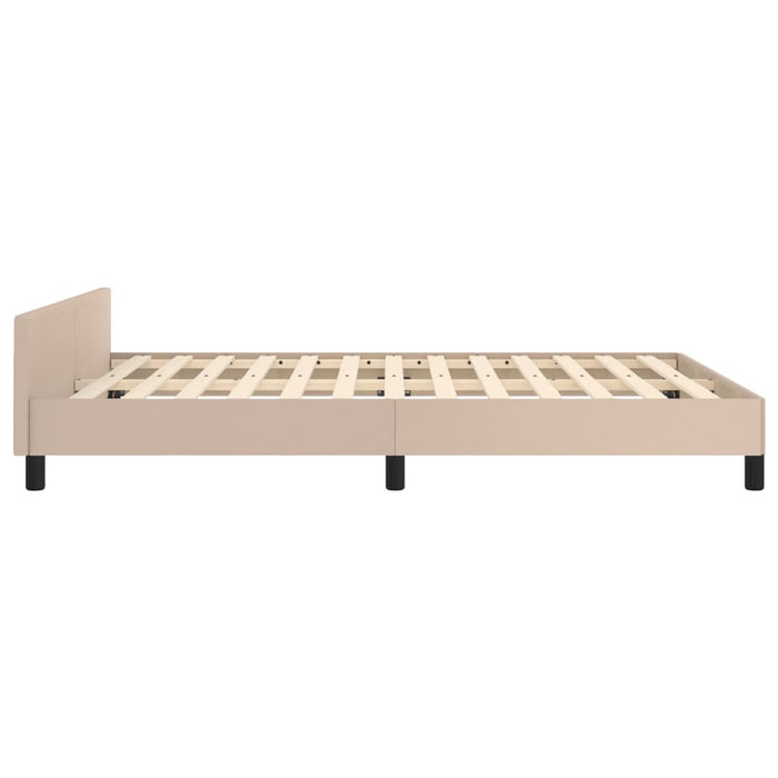 Cadru de pat cu tăblie, cappuccino, 140x190 cm, piele ecologică WALTI