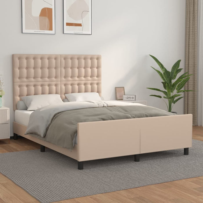 Cadru de pat cu tăblie, cappuccino, 140x190 cm, piele ecologică WALTI
