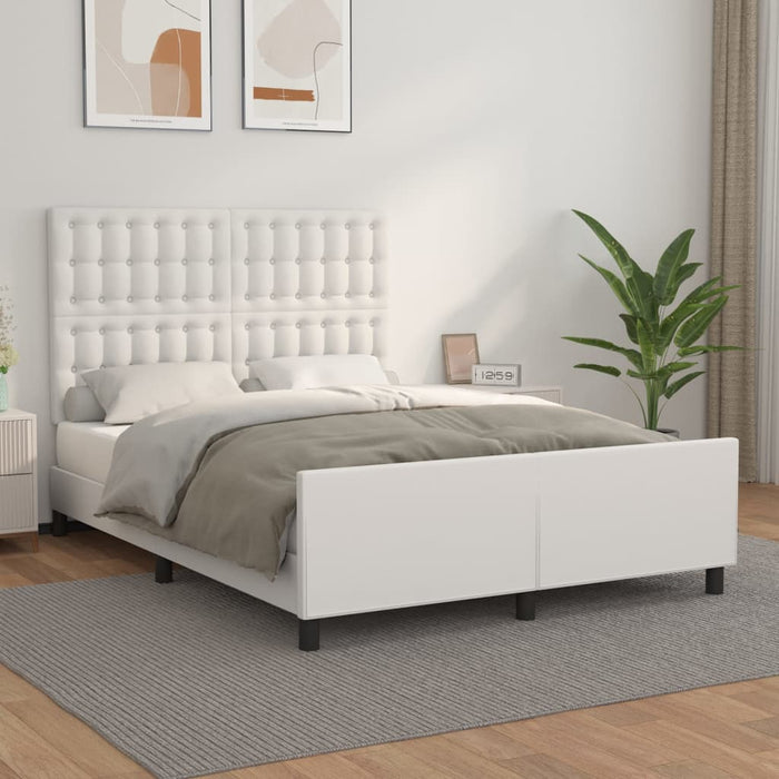 Cadru de pat cu tăblie, alb, 140x200 cm, piele ecologică - WALTI WALTI