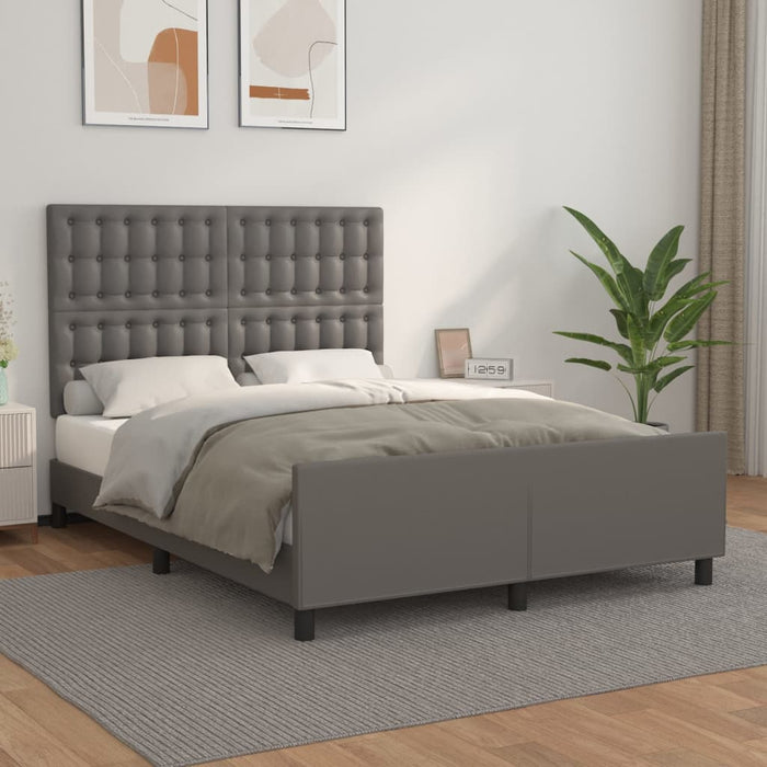 Cadru de pat cu tăblie, gri, 140x200 cm, piele ecologică - WALTI WALTI