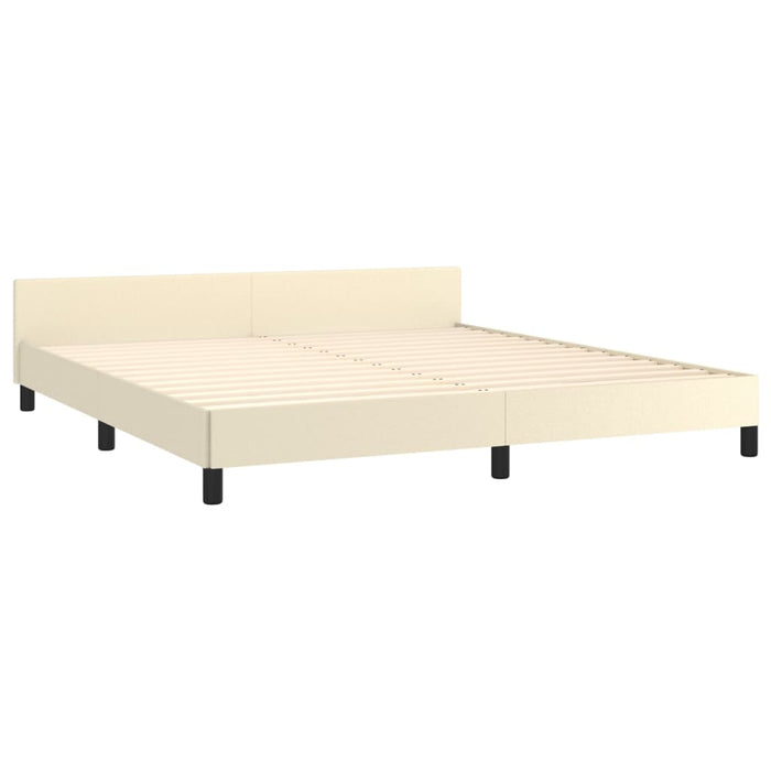 Cadru de pat cu tăblie, crem, 160x200 cm, piele ecologică - WALTI WALTI