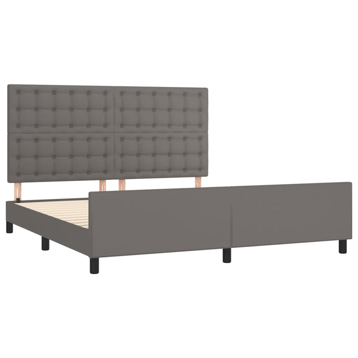Cadru de pat cu tăblie, gri, 160x200 cm, piele ecologică - WALTI WALTI