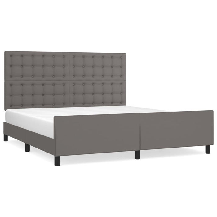 Cadru de pat cu tăblie, gri, 180x200 cm, piele ecologică - WALTI WALTI