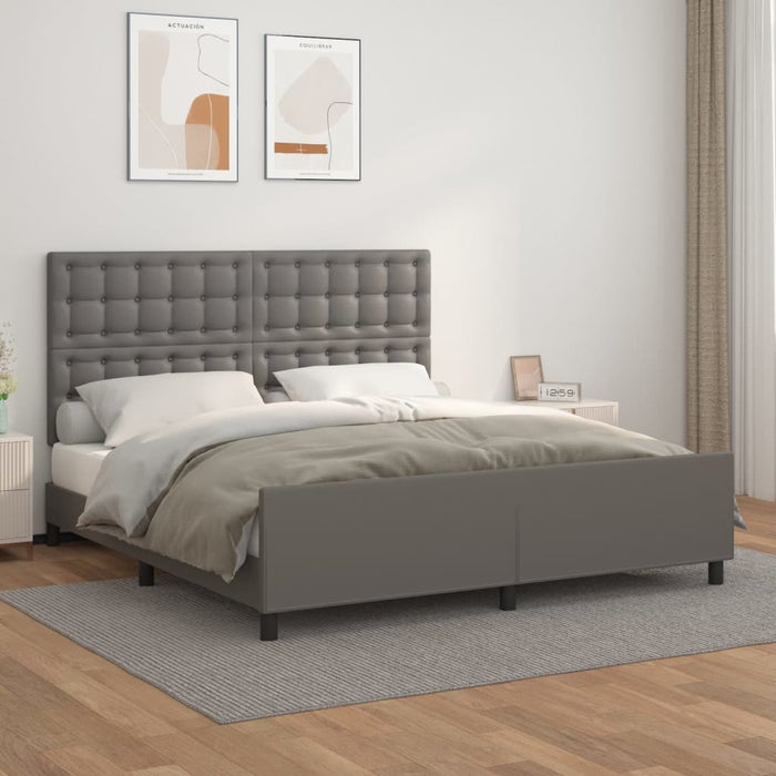 Cadru de pat cu tăblie, gri, 180x200 cm, piele ecologică - WALTI WALTI
