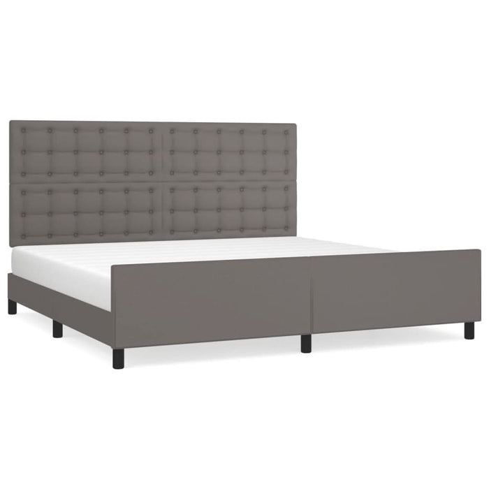 Cadru de pat cu tăblie, gri, 200x200 cm, piele ecologică - WALTI WALTI